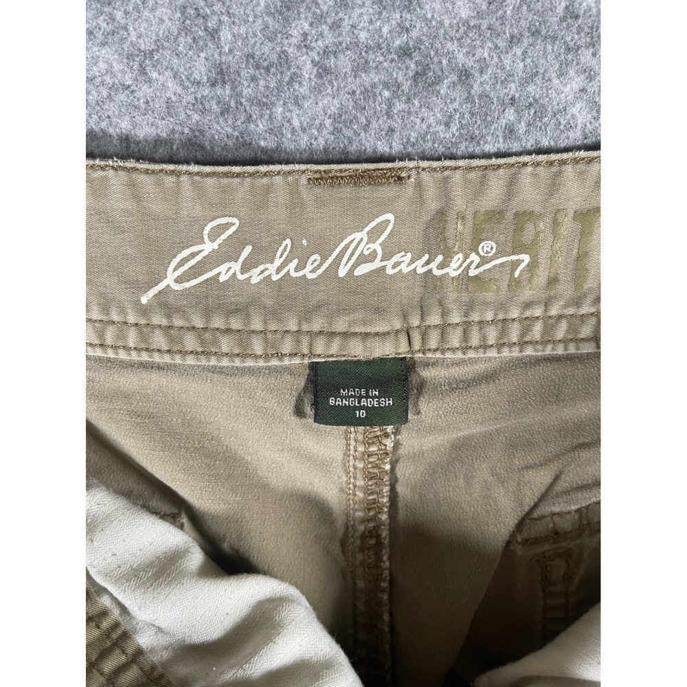 Eddie Bauer Heritage Fit Khaki Shorts Womens 10 Tan Cotton Stretch Utility Chino - Picture 2 of 6